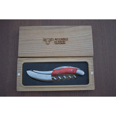 Laguiole en Aubrac Deluxe Brushed Sommelier Waiter's Corkscrew with Buckeye Burl Red Handle - Gamlyrices