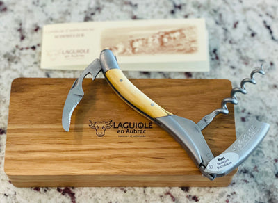 Laguiole en Aubrac Deluxe Sommelier Waiter's Corkscrew with Boxwood Handle From Chateau de Chantilly, Brushed Bolster - Gamlyrices