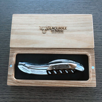 Laguiole en Aubrac Deluxe Sommelier Waiter's Corkscrew Shiny Bolster with Mammoth Ivory Crust Handle - Gamlyrices